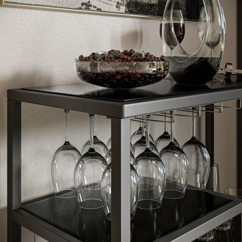 Holly & Martin Zephs Bar Cart - HZ8810 - Gunmetal Gray w/ Black Glass - SEI