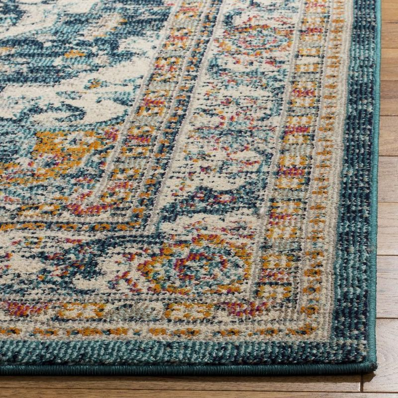 Phoenix PHX154 Power Loomed Indoor Runner Rug - 2'3"x8' - Ivory/Blue - Safavieh