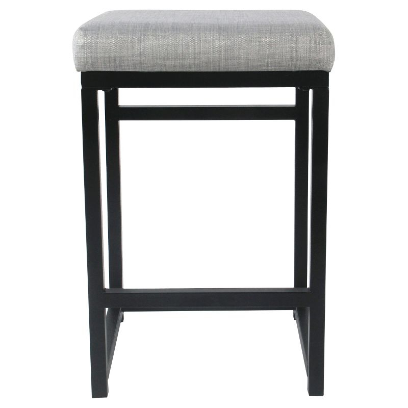 HomePop 24" Open Back Metal Counter Height Barstool Light Gray: Upholstered Square Seat, No Assembly Required