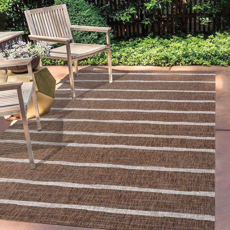 3'x5' Colonia Berber Stripe Indoor/Outdoor Area Rug, Brown/Beige - JONATHAN Y