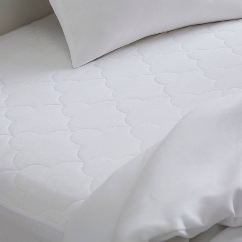 Sleep Philosophy King All Natural Cotton Percale Quilted Mattress Pad White: Cooling, 135 Thread Count, Fits 16" Depth