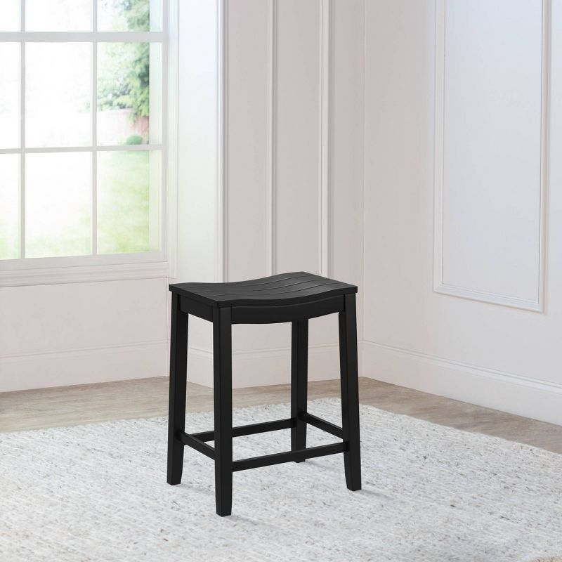 24" Fiddler Wood Backless Counter Height Barstool Black - Hillsdale Furniture: Saddle Seat, Flared Legs