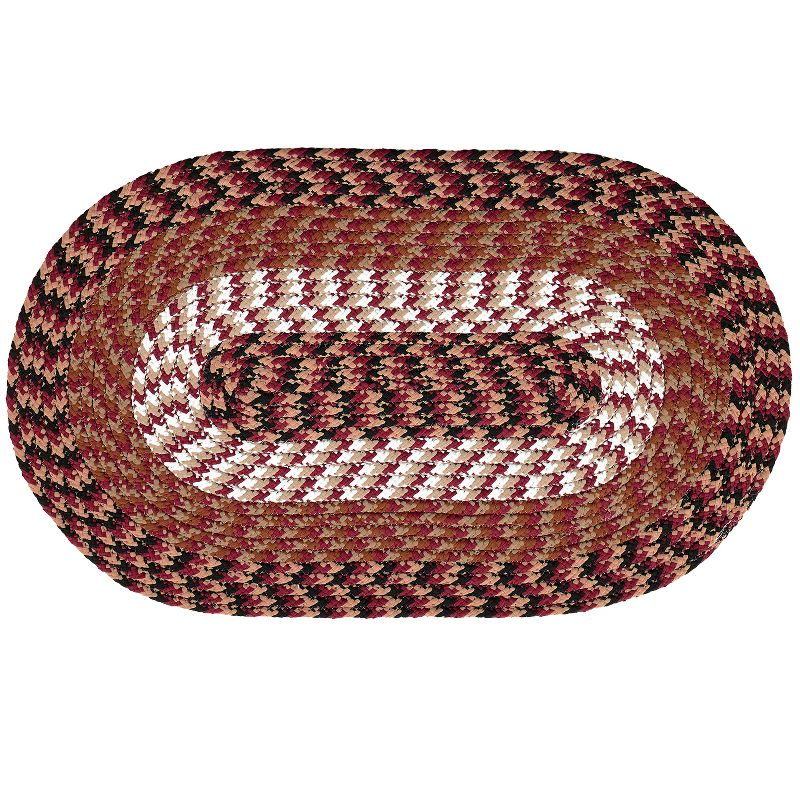 48" x 72" Alpine Collection Burgundy Stripe Reversible Indoor Area Utility Oval Rug - Better Trends