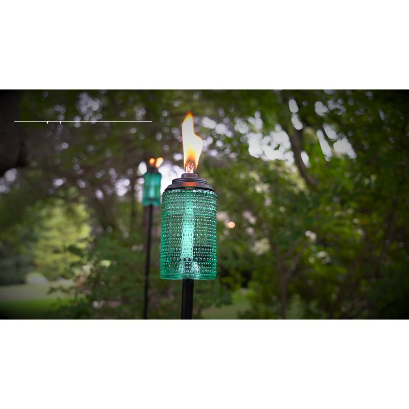 TIKI Simply Glass Torch: Outdoor Stake Torches, Refillable, Kerosene/Lamp Oil Powered, Matte Finish