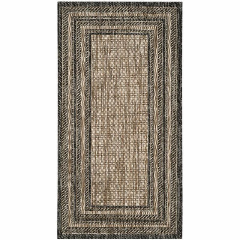 Courtyard CY8475 Power Loomed Indoor and Outdoor Accent Rug - Natural/Black - 2'7"x5' - Safavieh