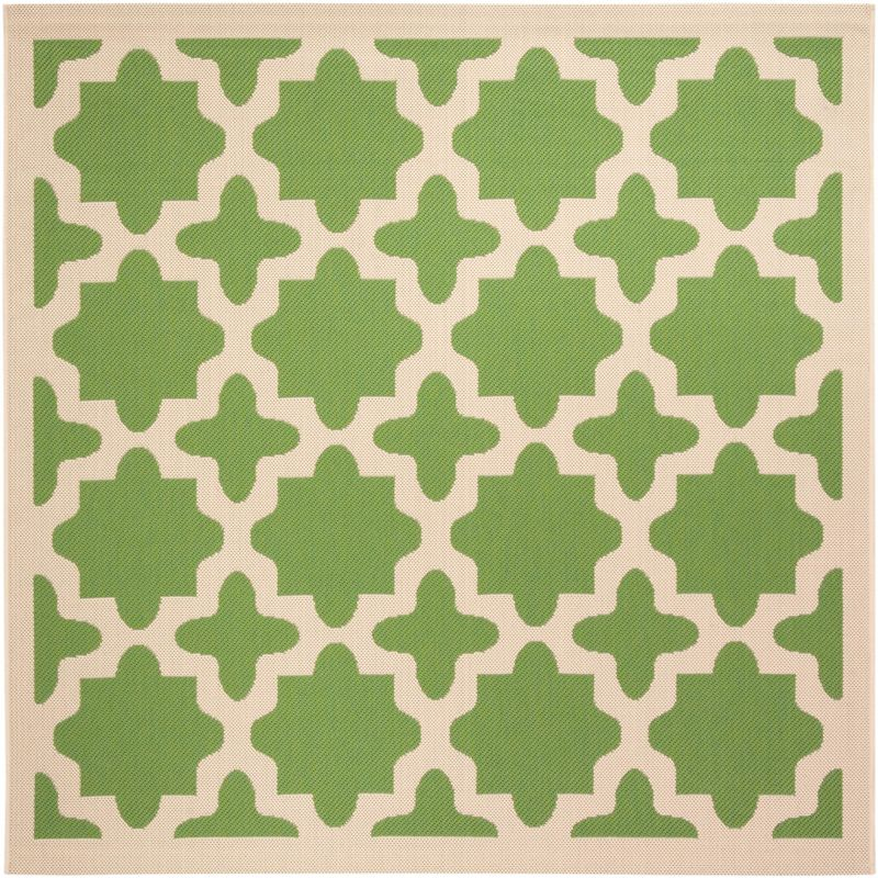 Courtyard CY6913 Power Loomed Indoor and Outdoor Area Rug - Green/Beige - 5'3"x5'3" - Safavieh