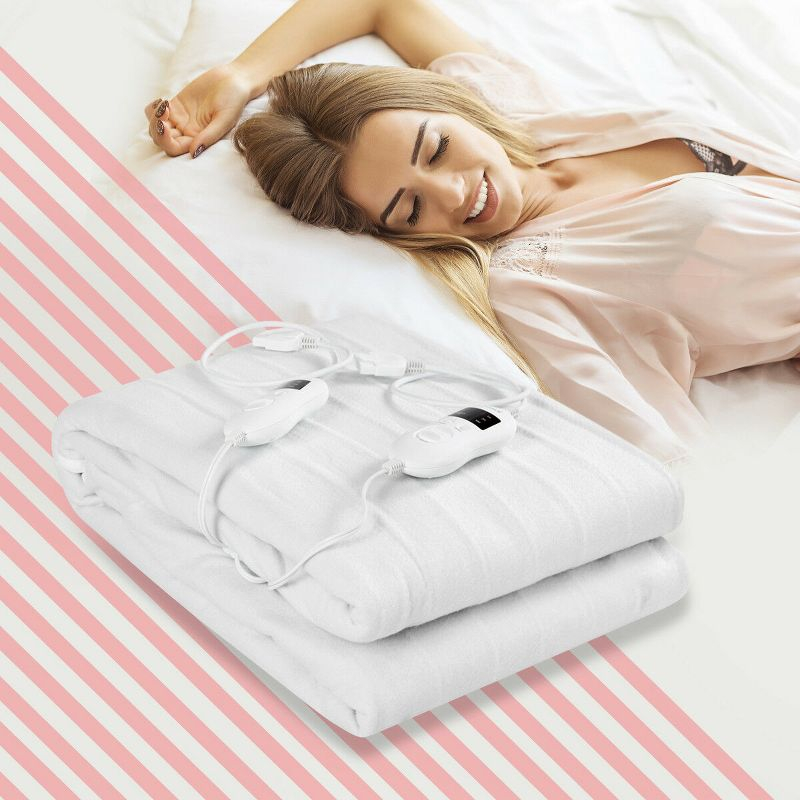 Electric Heated Mattress Pad Safe Queen 8 Temperature 10h Timer