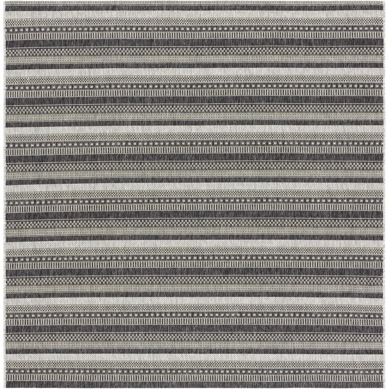 Courtyard CY8784 Power Loomed Indoor/Outdoor Area Rug - Black/Grey - 6'7"x6'7" - Safavieh.