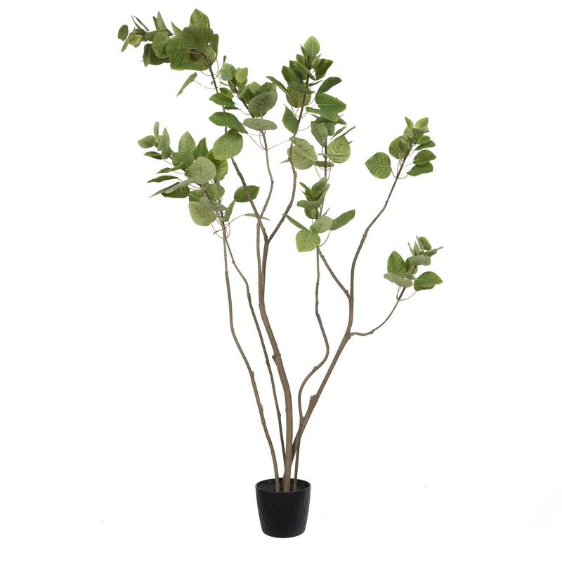 Vickerman 4' Artificial Green Potted Cotinus Coggygria Tree. In a 5"Lx5"Wx5"H base.