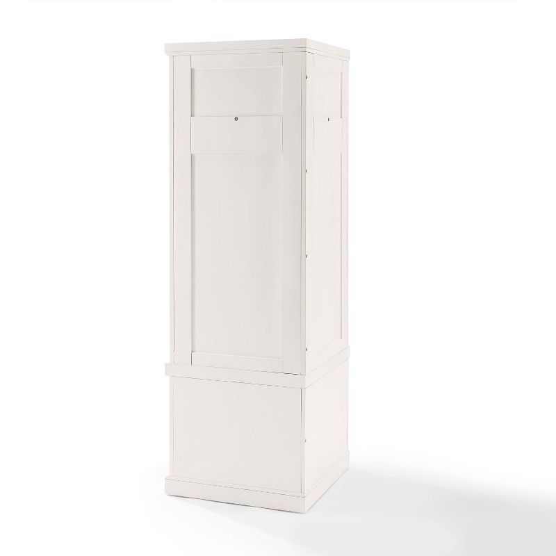Seaside Corner Hall Tree Distressed White - Crosley: Entryway Organizer with Shoe Storage, 4 Hooks
