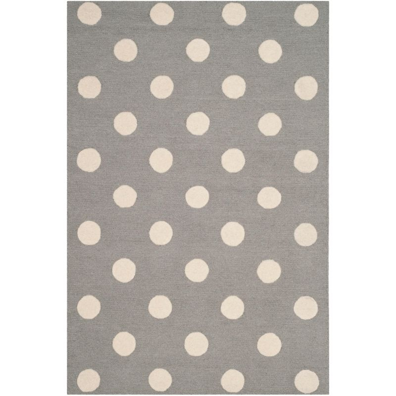Safavieh Kids Polka Dots SFK904 Hand Tufted Indoor Accent Rug - Grey/Ivory - 4'x6' - Safavieh