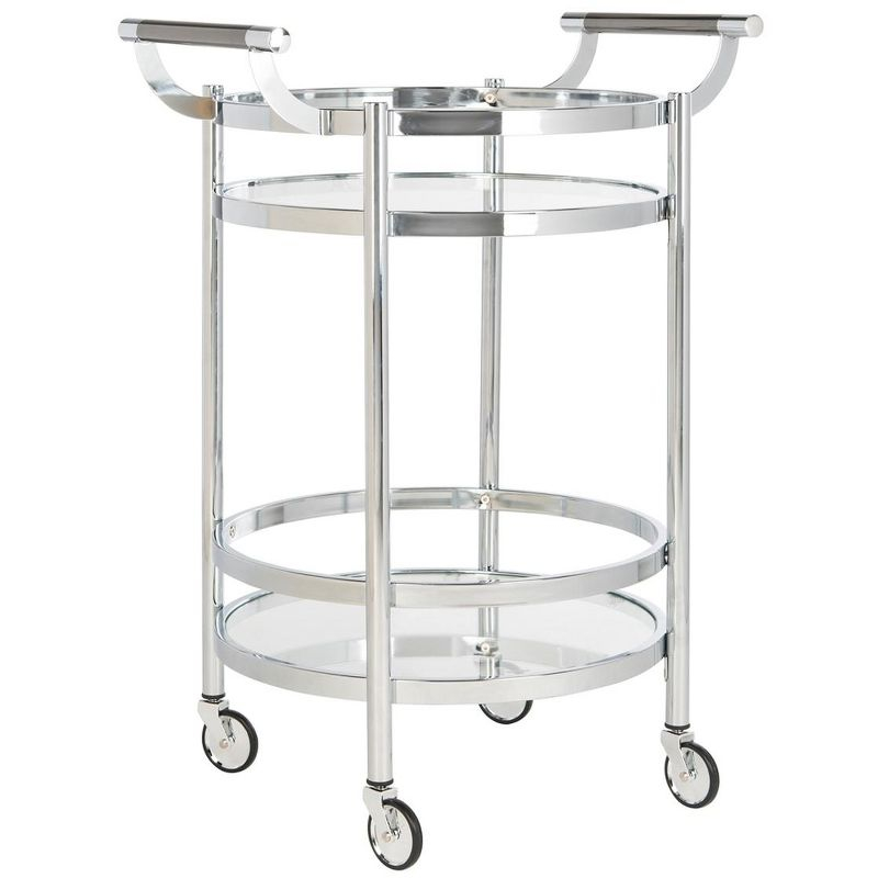 Sienna 2 Tier Round Bar Cart - BCT8001C - Chrome/Glass - Safavieh