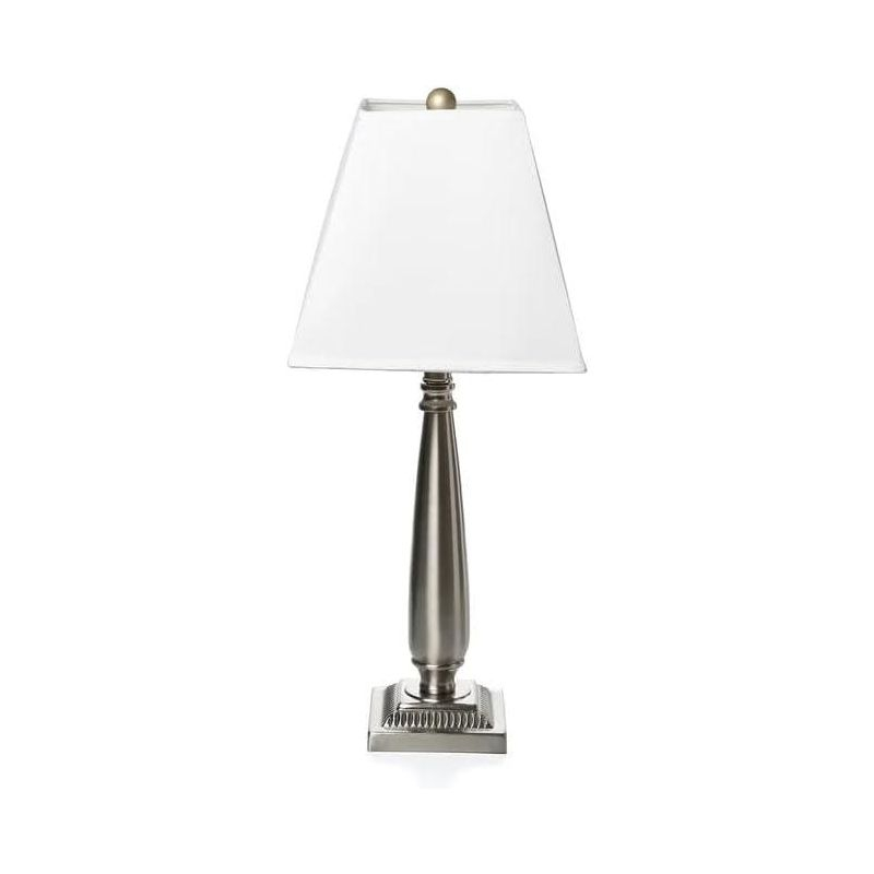 King's Brand Brushed Nickel Table Lamp with Square White Shades Set of 2 Table Lamps
