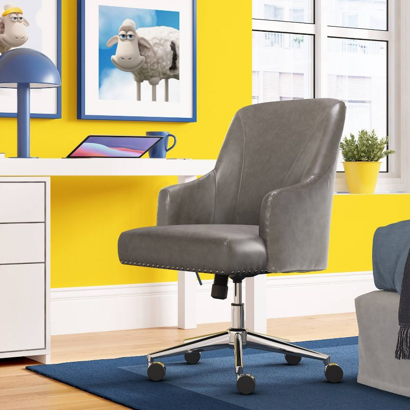 Serta Style Leighton Home Office Chair Gathering Dark Gray: Upholstered, Adjustable, with Fixed Arms