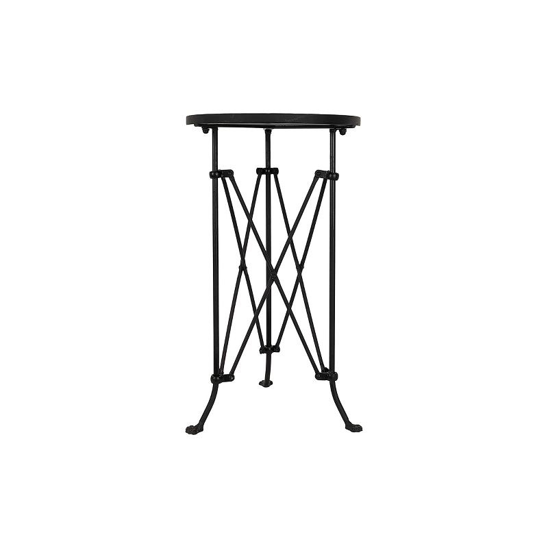 Storied Home Round Metal Side Accent Table with Claw Feet Black: Antique Drum Style, Bedside Use, Nesting Feature