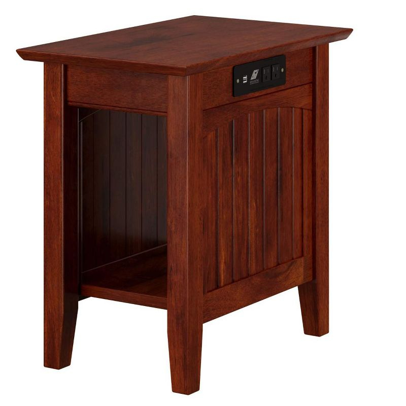 AFI Furnishings Nantucket Chair Side Table with Charging Station in Walnut