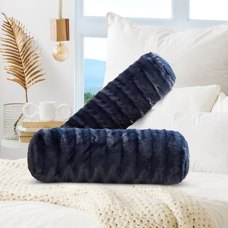 Cheer Collection Faux Fur Bolster Pillow