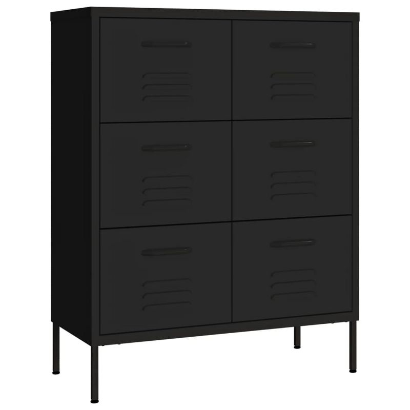 VidaXL Drawer Cabinet Black 31.5"x13.8"x40" Steel