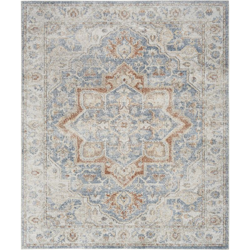 Nourison Astra Machine Washable Vintage Medallion Indoor Rug Denim Multi 7'10" x 10'