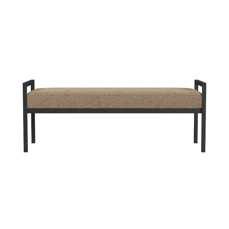 Modern Metal Faux Shearling Bench Brown - HomePop