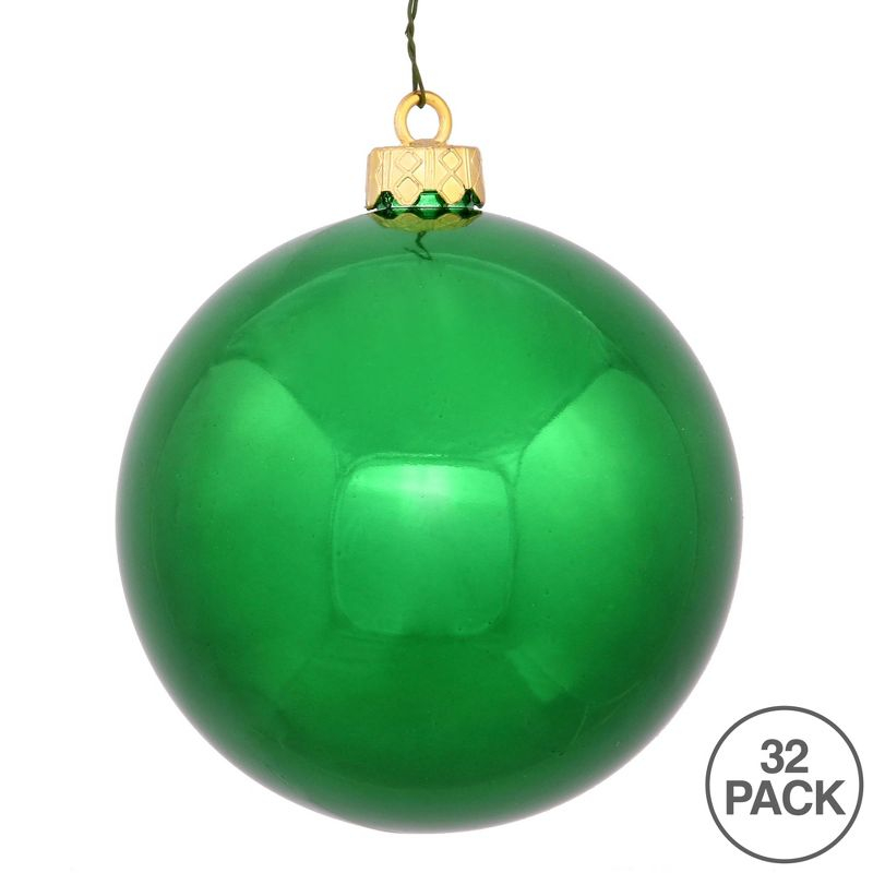 Vickerman 3" Christmas Green Shiny Ball Ornament, 32 per Box