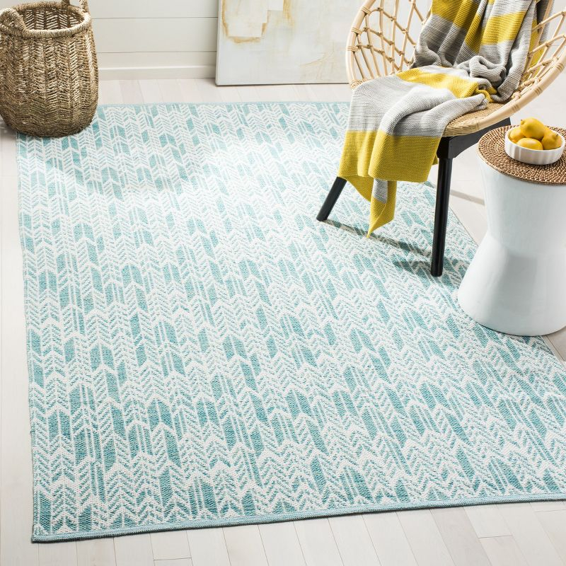 Montauk MTK609 Hand Woven Indoor Area Rug - Aqua/Ivory - 5'x8' - Safavieh