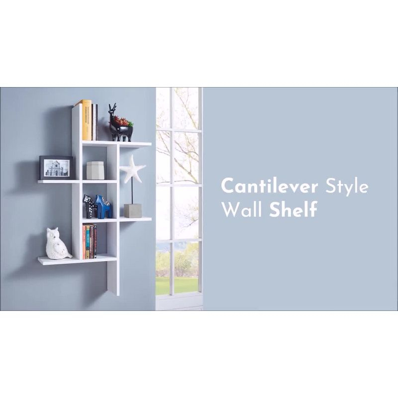 Danya B. 40" x 24" Cantilever Wall Shelf Black: Modern Laminated MDF, 4-Tier Storage, Includes Mounting Hardware