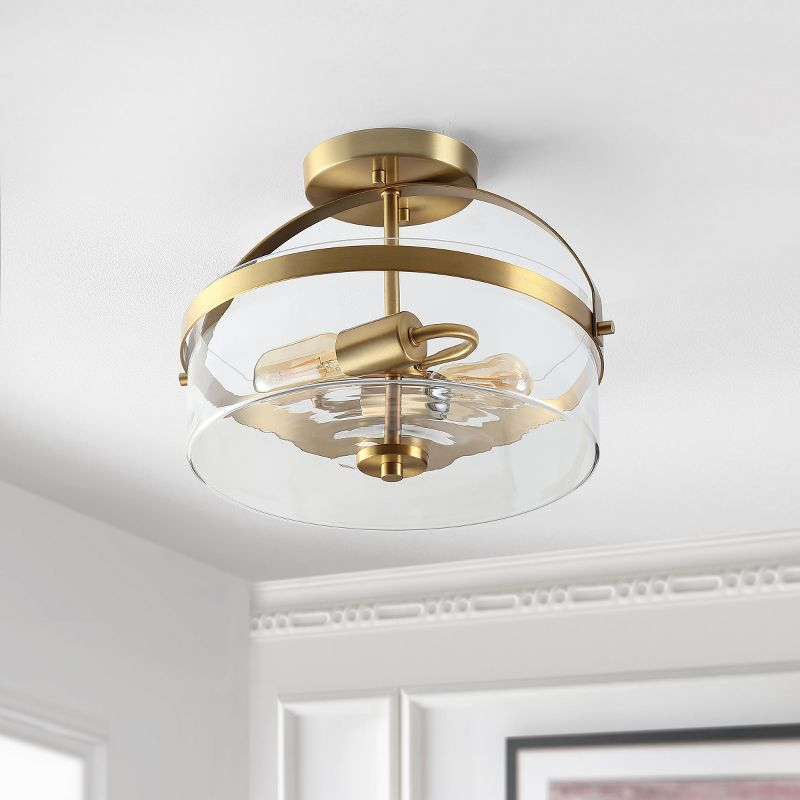 Nensor 2 Light 13" Flush Mount - FLU4051 - Brass/Clear - Safavieh