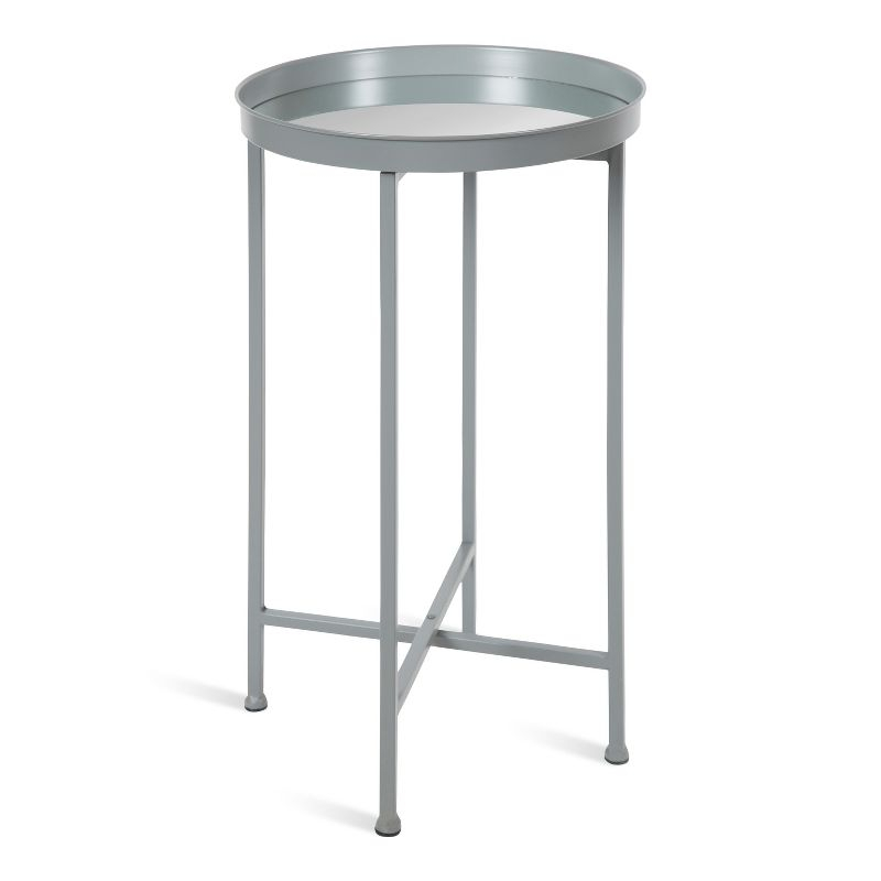Kate and Laurel Celia Round Metal Tea Table, 14x14x25.75, Gray