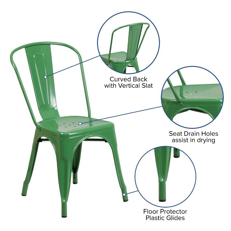 Flash Furniture Commercial Grade Green Metal Indoor-Outdoor Stackable Chair