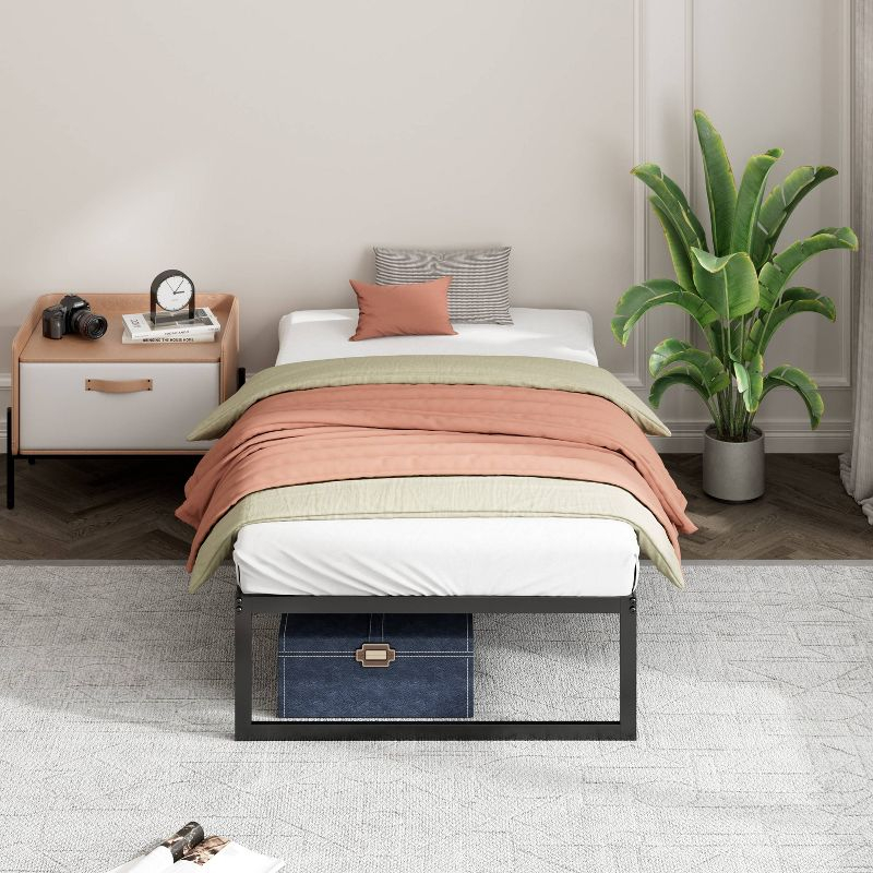 Zinus Twin Abel 14" Metal Platform Bed Frame Black: Steel Construction, No Box Spring Needed, Easy Clean