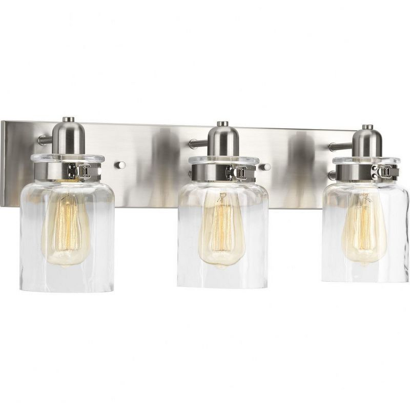 Progress Lighting Calhoun Collection 3-Light Bath & Vanity Wall Light, Brushed Nickel, Clear Glass Shade