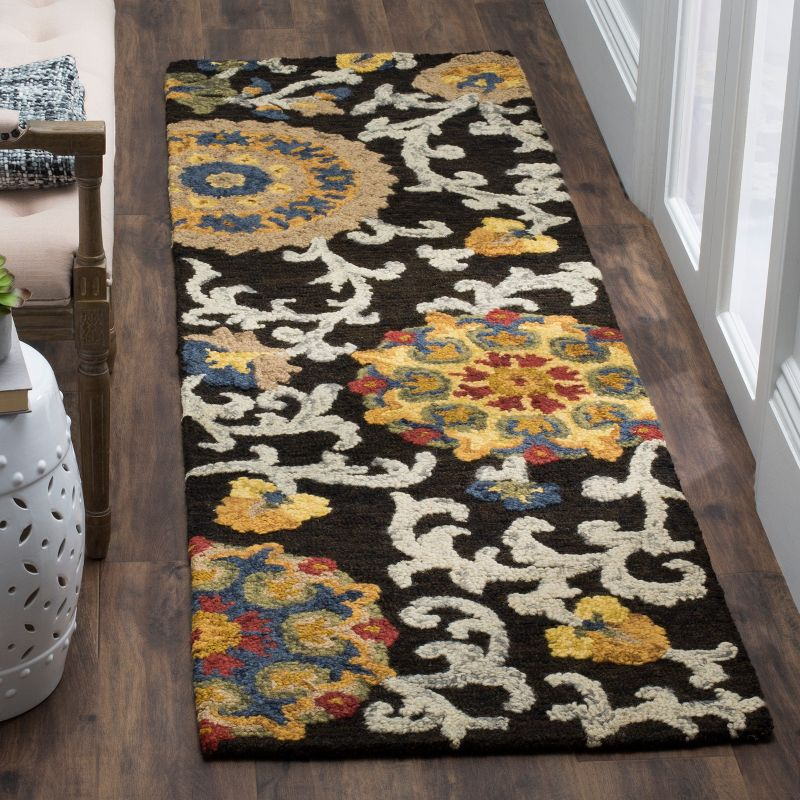 Blossom BLM401 Hand Tufted Runner Rug - Charcoal/Multi - 2'3"x8' - Safavieh.