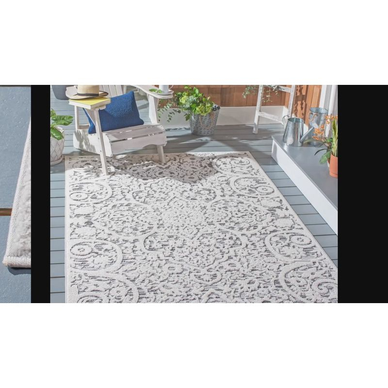 Cabana CBN656 Power Loomed Indoor/Outdoor Area Rug - Ivory/Grey - 6'7" X 6'7" Square - Safavieh.