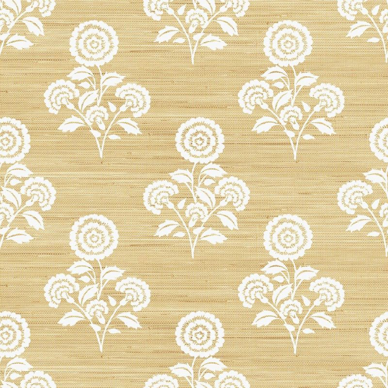 Brewster Flourish Block Print Wheat Faux Grasscloth Peel and Stick 1pc Wallpaper