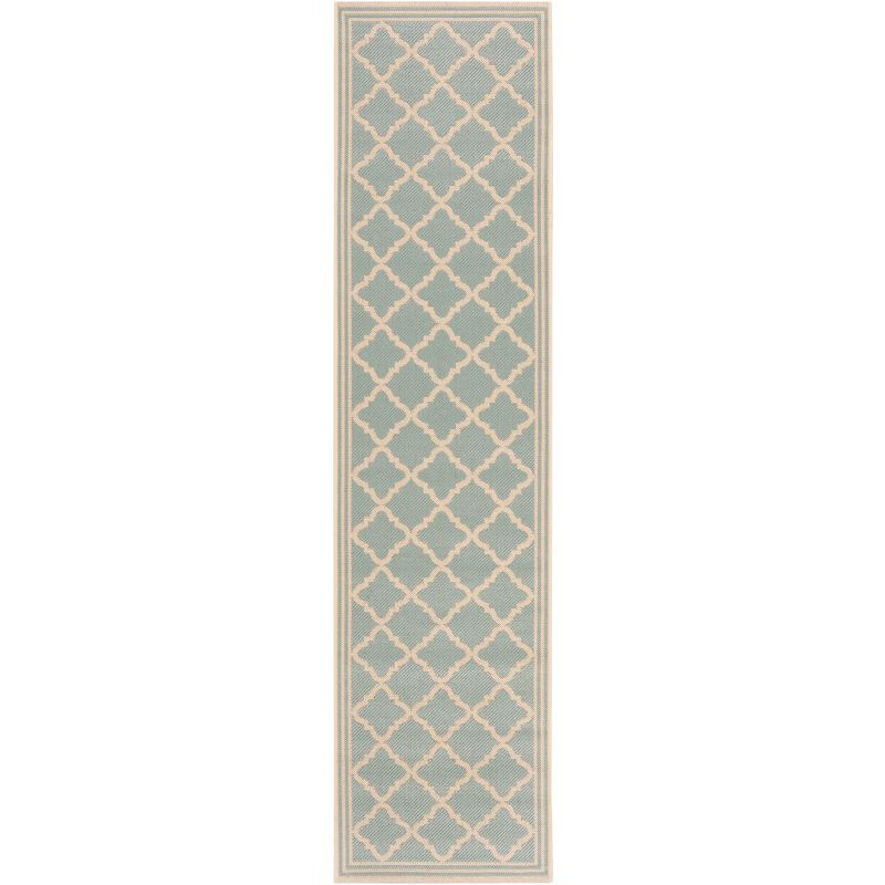 Beach House BHS121 POWER LOOMED Indoor/Outdoor Runner Rug - Aqua/Cream - 2'2"x10' - Safavieh