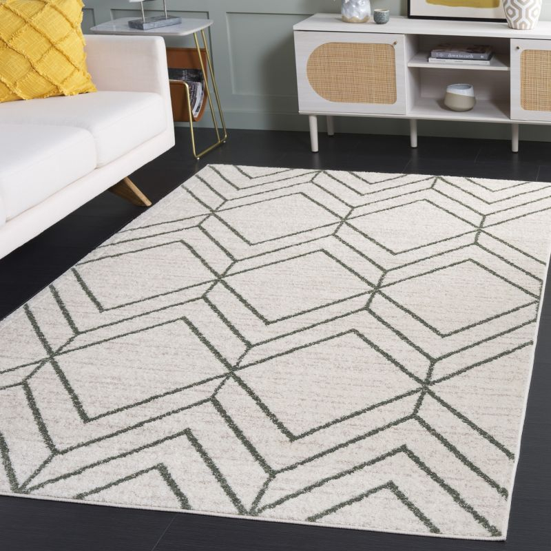 Adirondack ADR241 Machine Made Indoor Area Rug - Ivory/Dark Green - 5'-1"x7'-6" - Safavieh