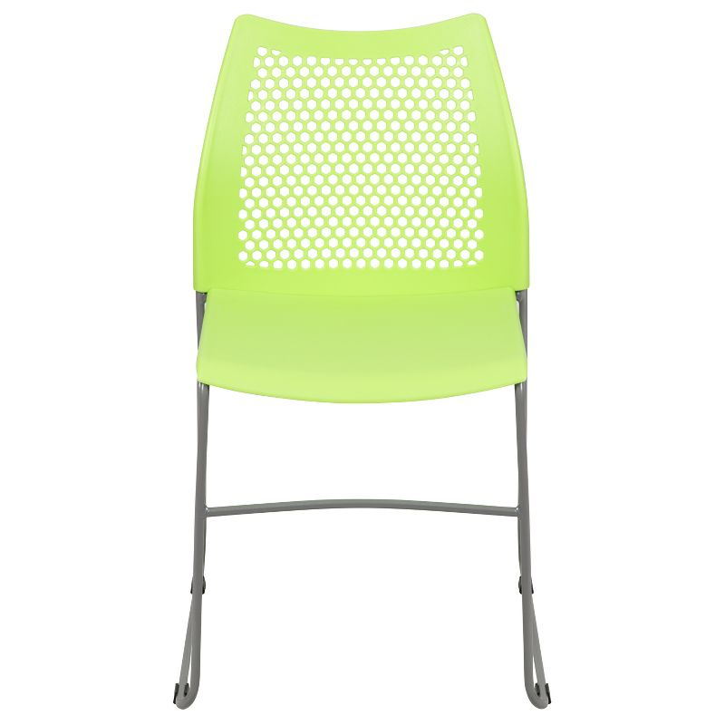 Emma and Oliver Home and Office Green Sled Base Stack Chair with Air-Vent Back - Guest Chair