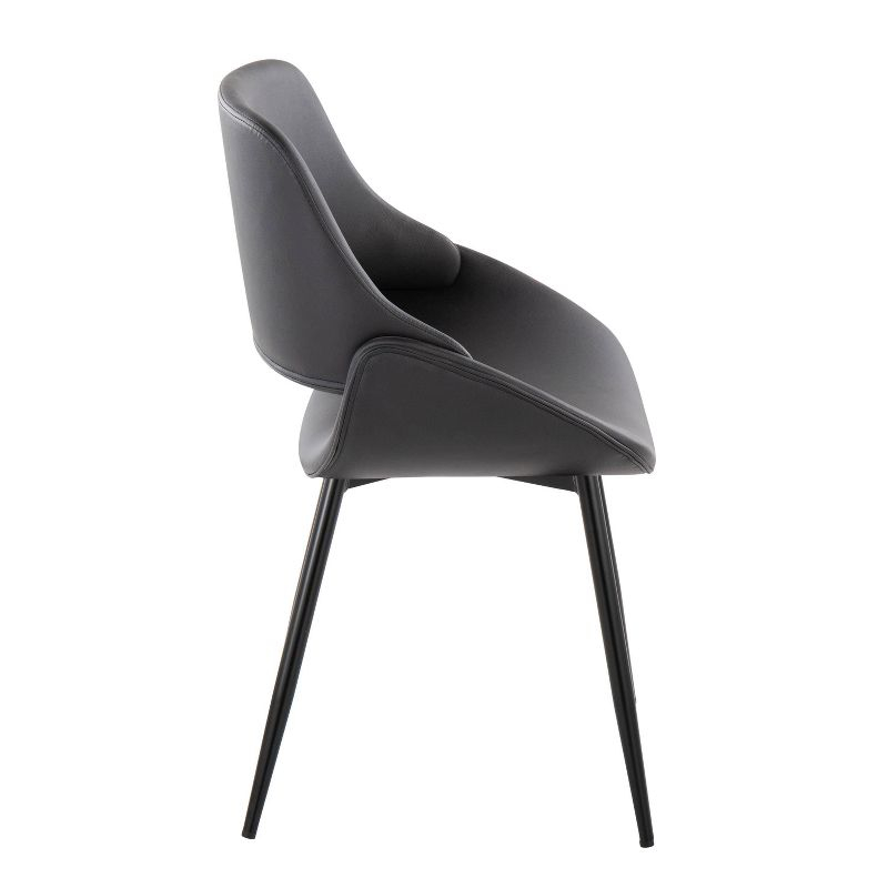 Set of 2 Fabrico Dining Chairs Black - LumiSource: Upholstered, Metal Legs, Faux Leather, Contemporary Style