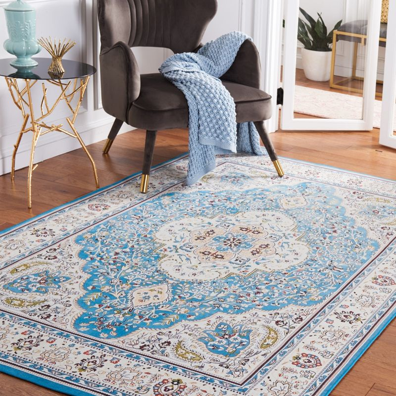 Tucson TSN136 Power Loomed Machine Washable Area Rug - Turquoise/Beige - 3'x5' - Safavieh.