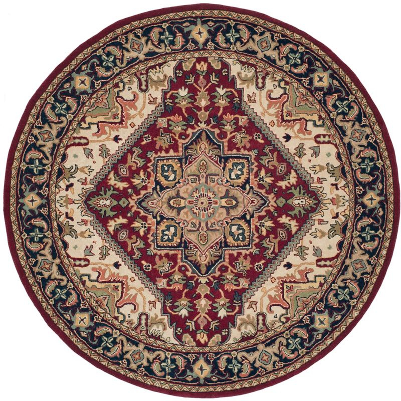 Heritage HG625 Handmade Area Rug - 3'6" Round - Red - Safavieh