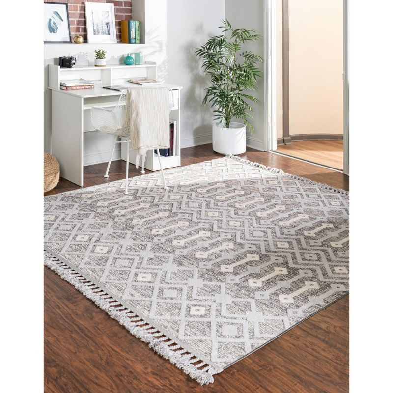 Unique Loom Arlo Collection Area Rug - Lenny (9' 10" Square Gray/Ivory)