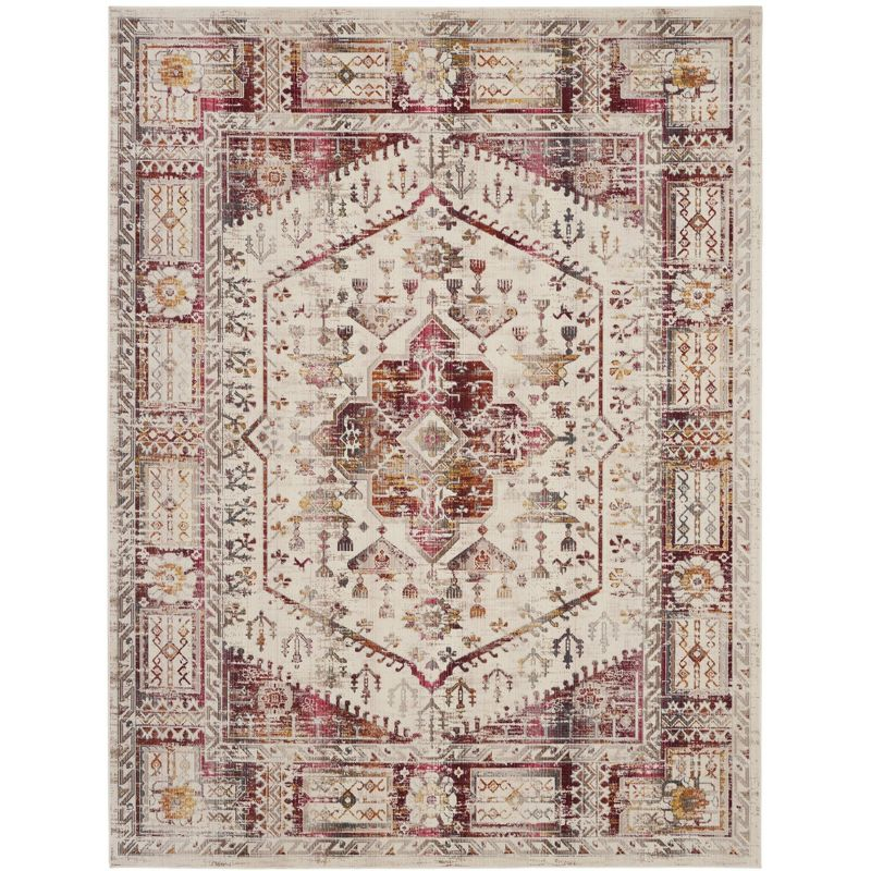 Nourison Vintage Kashan 8'10" x 11'10" Ivory Red Bordered Indoor Rug
