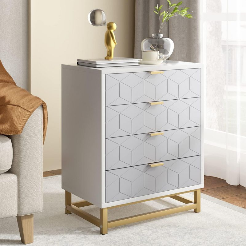 Garvee 4 Drawer Dresser for Bedroom, Wood Chest of Drawers with Metal Legs, Modern Storage Dresser Chest Cabinet Organizer, Large Dresser for Hallway