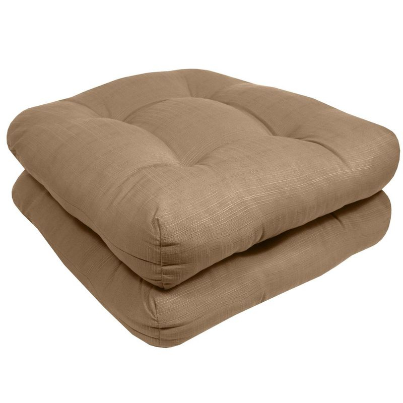 Marina Decoration Premium Thick Patio Pad Tufted 19 x 19 x 4" Solid Outdoor Chair Seat Cushions, 6 Pack