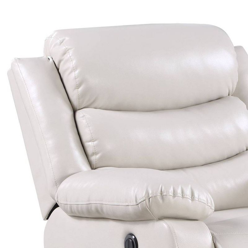 39" Eilbra PU Accent Chair Beige - Acme Furniture: Smooth Faux Leather, Pocket Coil Seating