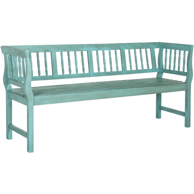 Brentwood Bench - Outdoor - PAT6732 - Beach House Blue/Beige - Safavieh
