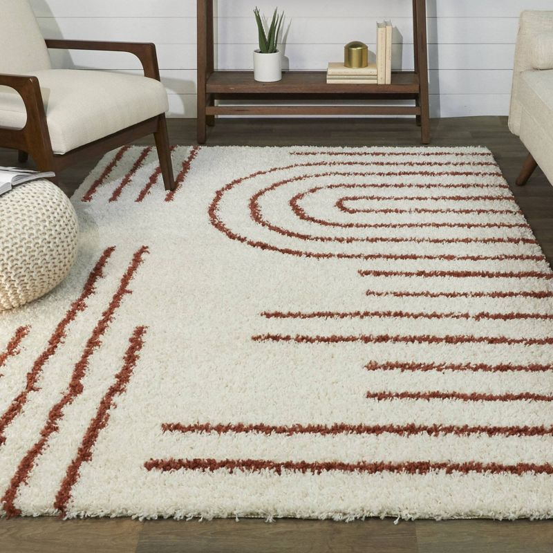 Balta Rugs 7'10"x10' Janus GeometricTeen Shag Rug Orange: High Pile, Stain-Resistant, Machine Made, Indoor Use