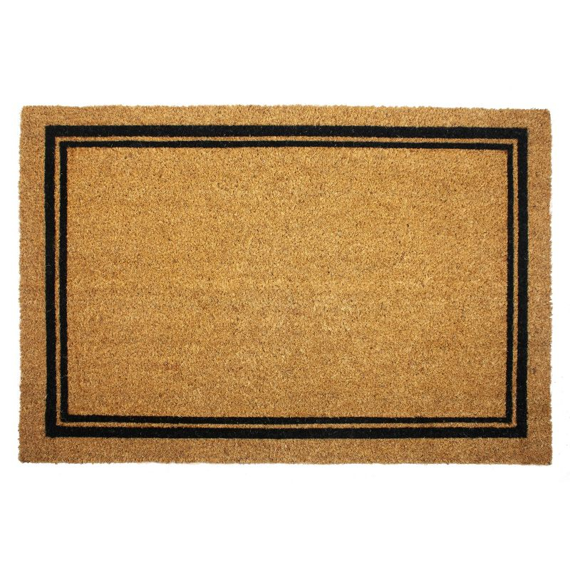 2' x 3' Indoor/Outdoor Coir Doormat with Border Natural/Black - Entryways: PVC Backing, Shake Clean, Medium Pile