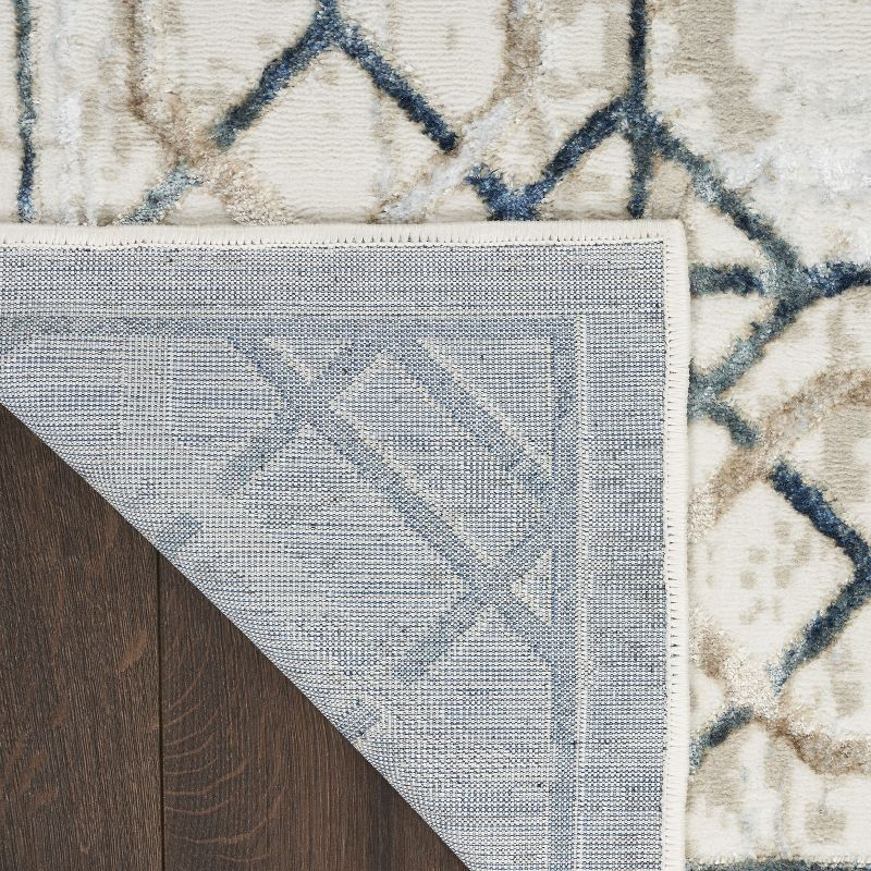 Nourison Glam 2'3" x 7'6" Ivory/Taupe Mid-Century Modern Indoor Rug